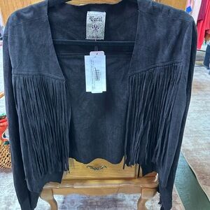 Black Fringe Faux Suede Jacket (NWT)